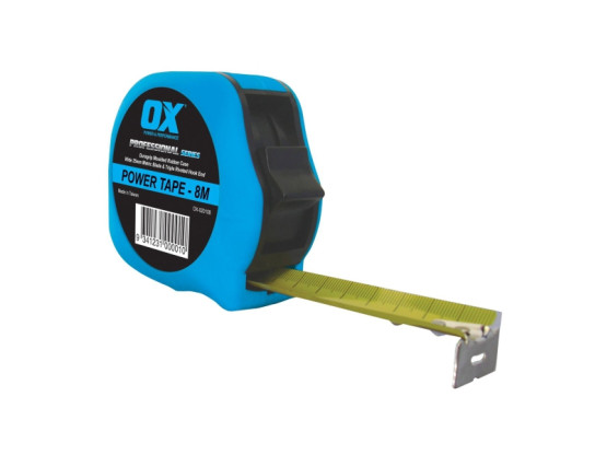 OX Professional Duragrip Metric Tape Measure 8M